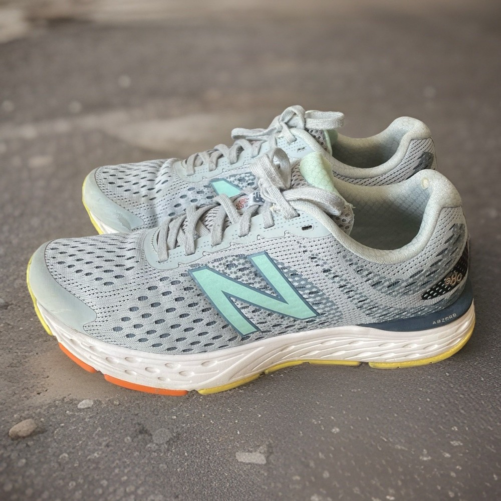 Womens 9 NEW BALANCE W680CP6 ABZORB Gray Blue Running Shoes
